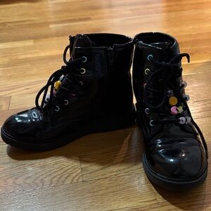 The Children's Place Shiny Black Boots with Multicolor Beads